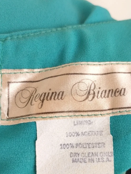Regina Bianca Vintage 80s Teal Formal Gown Pearl Beaded Cuffs Size 14 - Picture 5 of 12